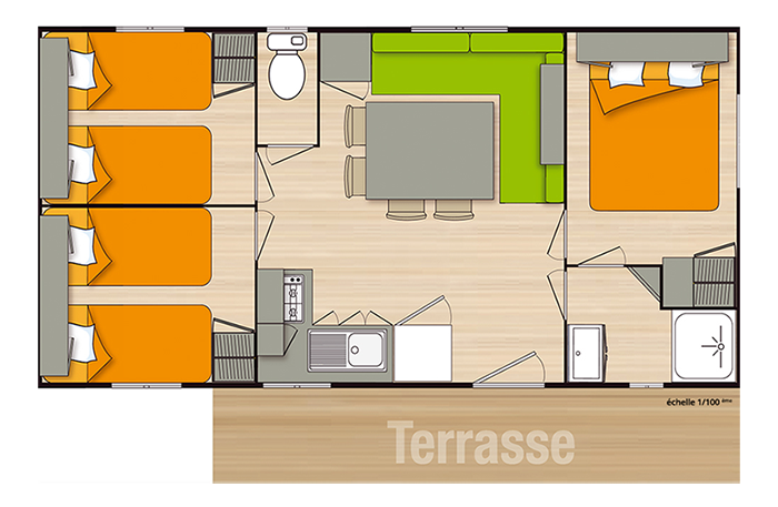 Location mobil home Dordogne - 6 places 3 chambres